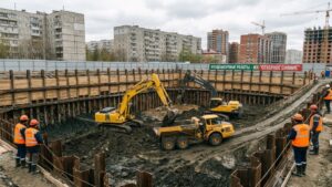 Разработка котлована под фундамент