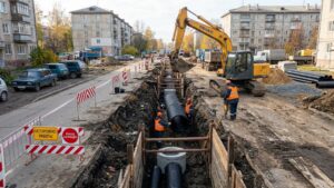 Разработка траншеи под канализацию