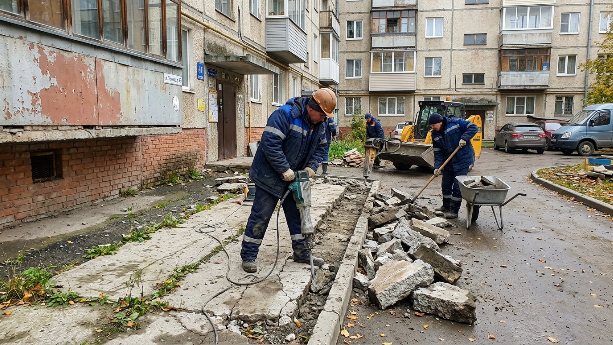 демонтаж бетонных отмостки