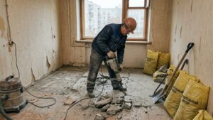 демонтаж полов и стяжки
