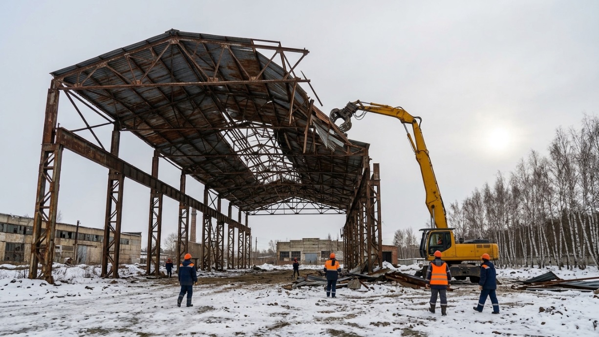 демонтаж складских ангаров